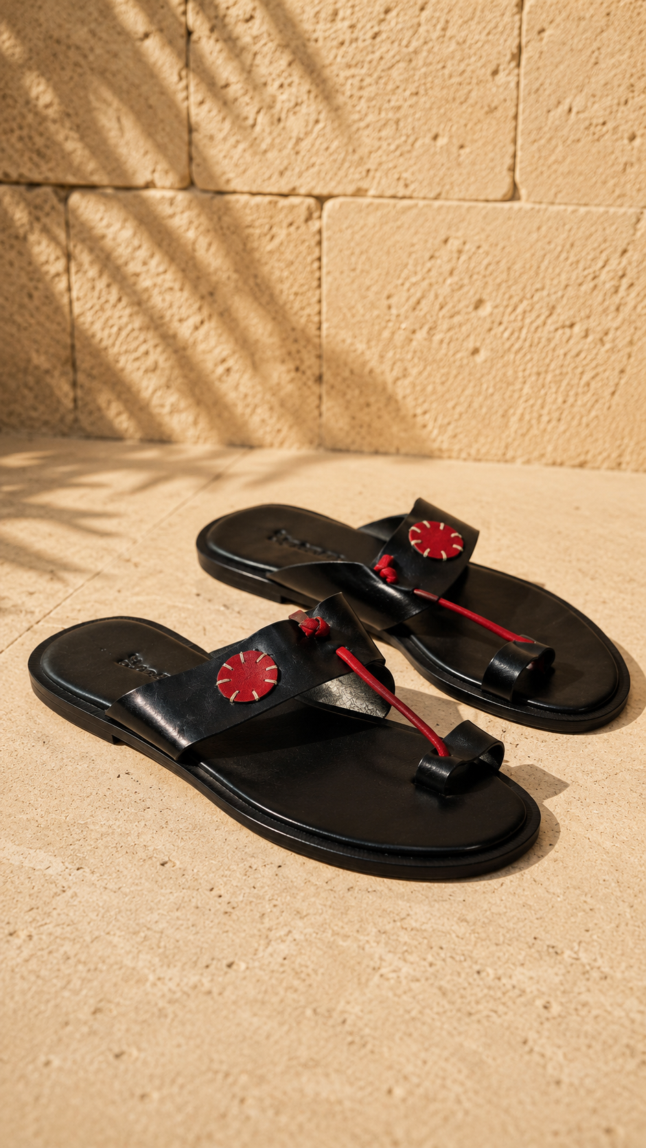 Black Red Disc Sandals