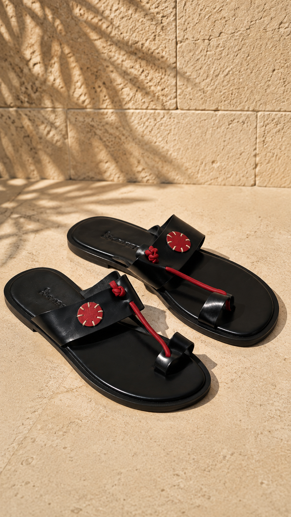 Black Red Disc Sandals