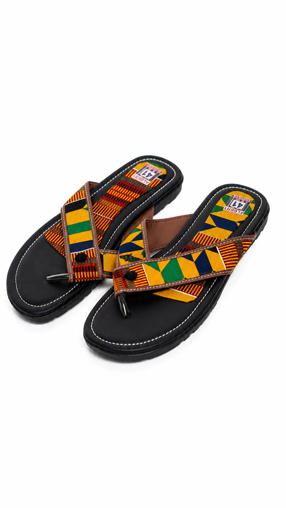 Black Kente Slide Sandals