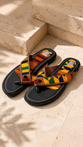 Black Kente Slide Sandals