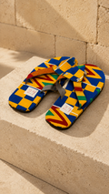 Blue Yellow Kente Flip Flops