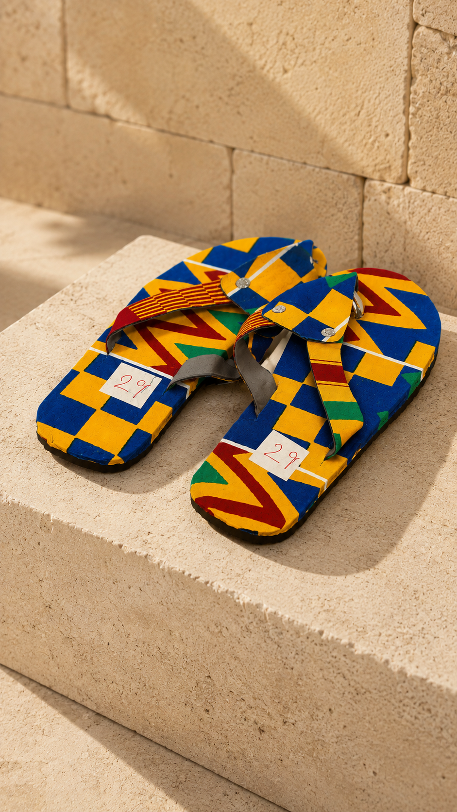 Blue Yellow Kente Flip Flops