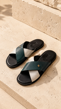 Green Cross Strap Sandals