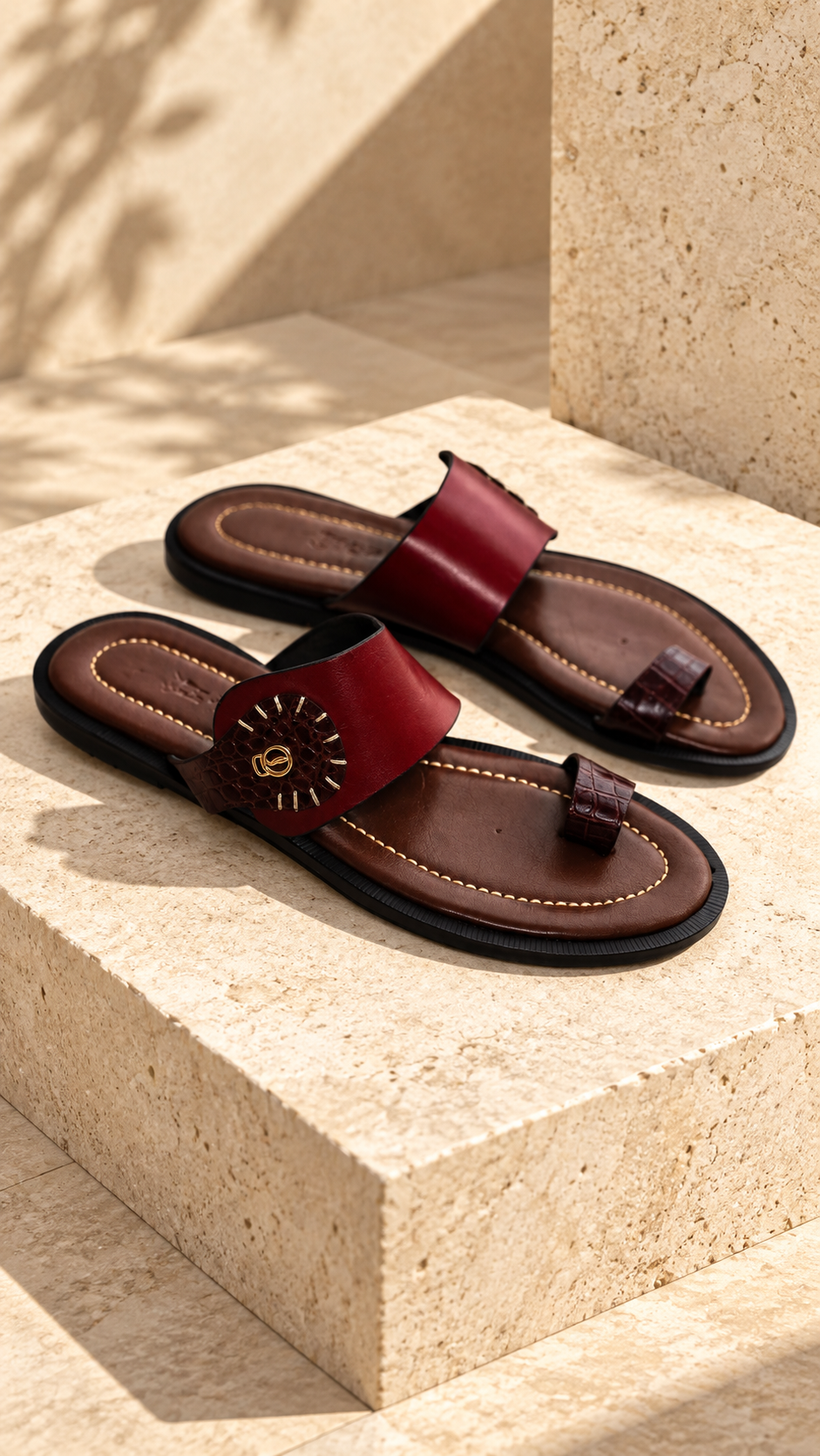 Burgundy Disc Sandals
