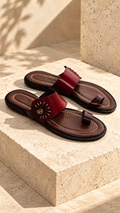 Burgundy Disc Sandals