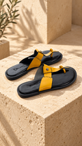 Black Yellow Toe Ring Sandals