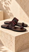 Burgundy Woven Strap Sandals