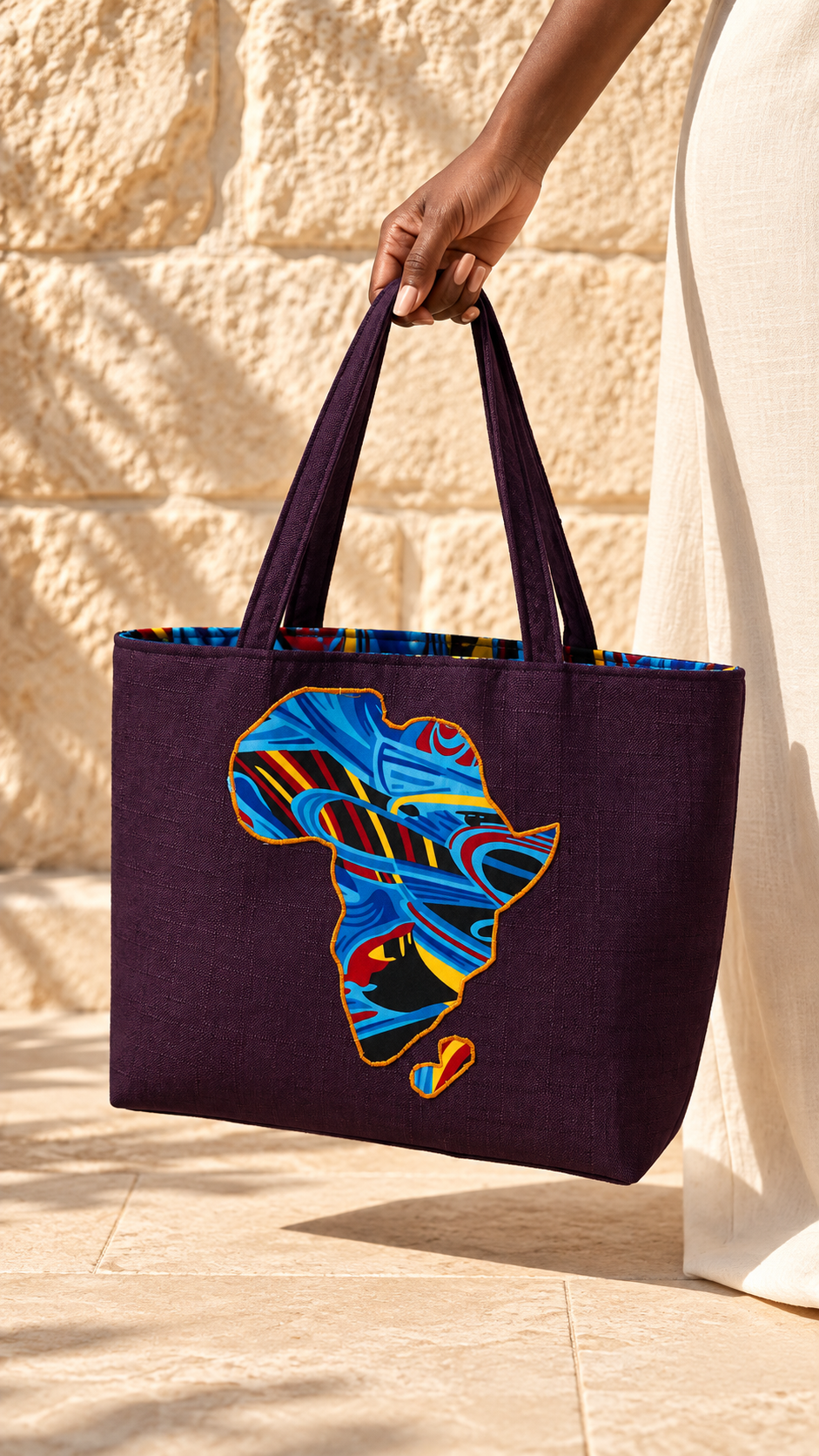 Purple Africa Map Tote Bag