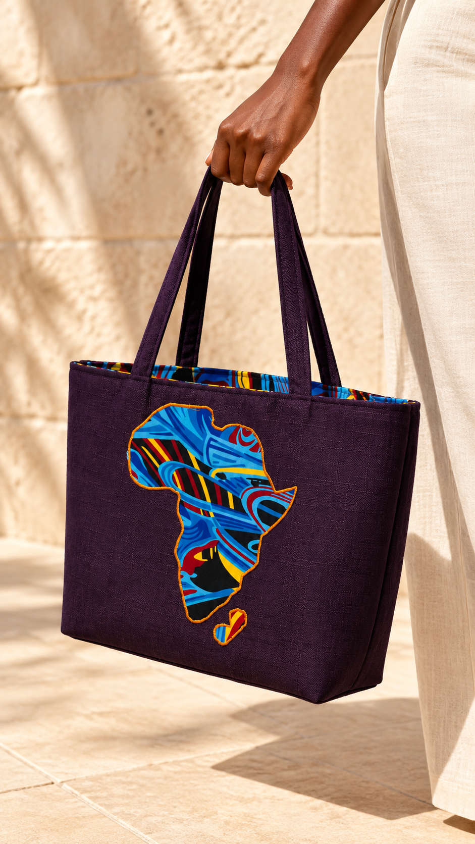 Purple Africa Map Tote Bag