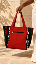 Red Black Panel Tote Bag