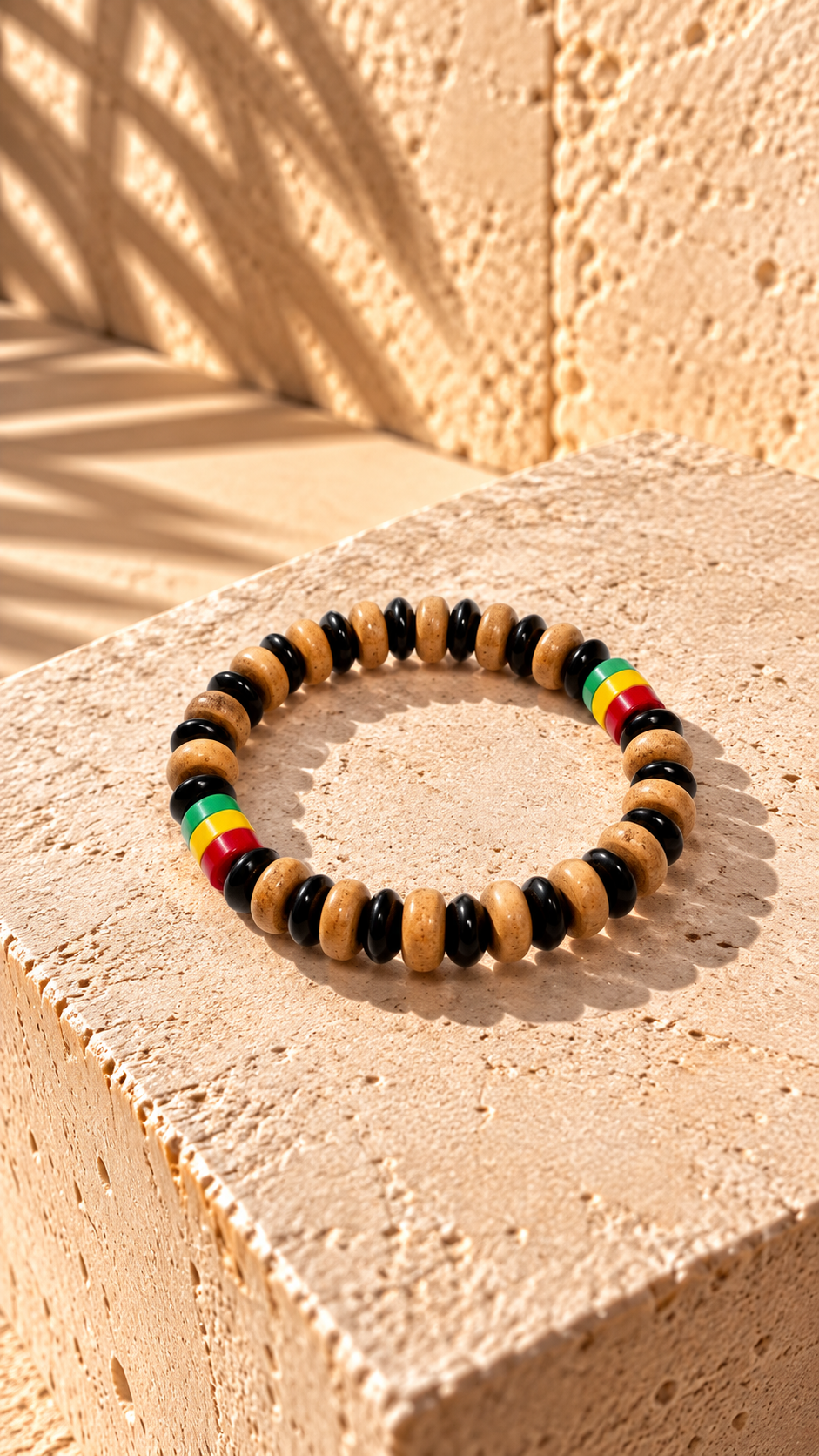 Tan Wood Bead Bracelet
