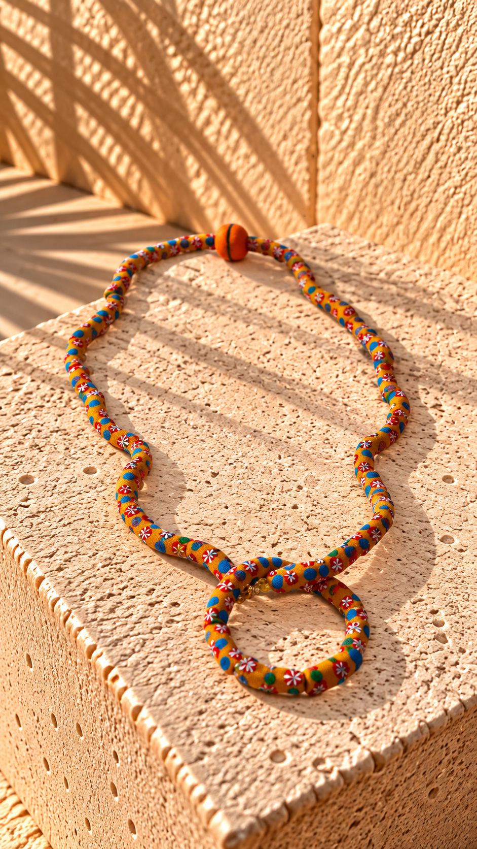 Red Brown Beaded Loop Necklace