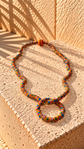 Red Brown Beaded Loop Necklace
