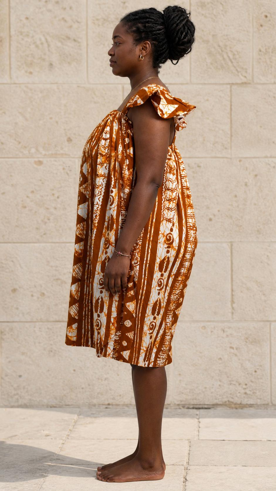 Brown White Ruffle Dress
