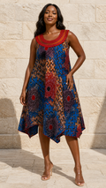 Blue Orange Sleeveless Dress - front