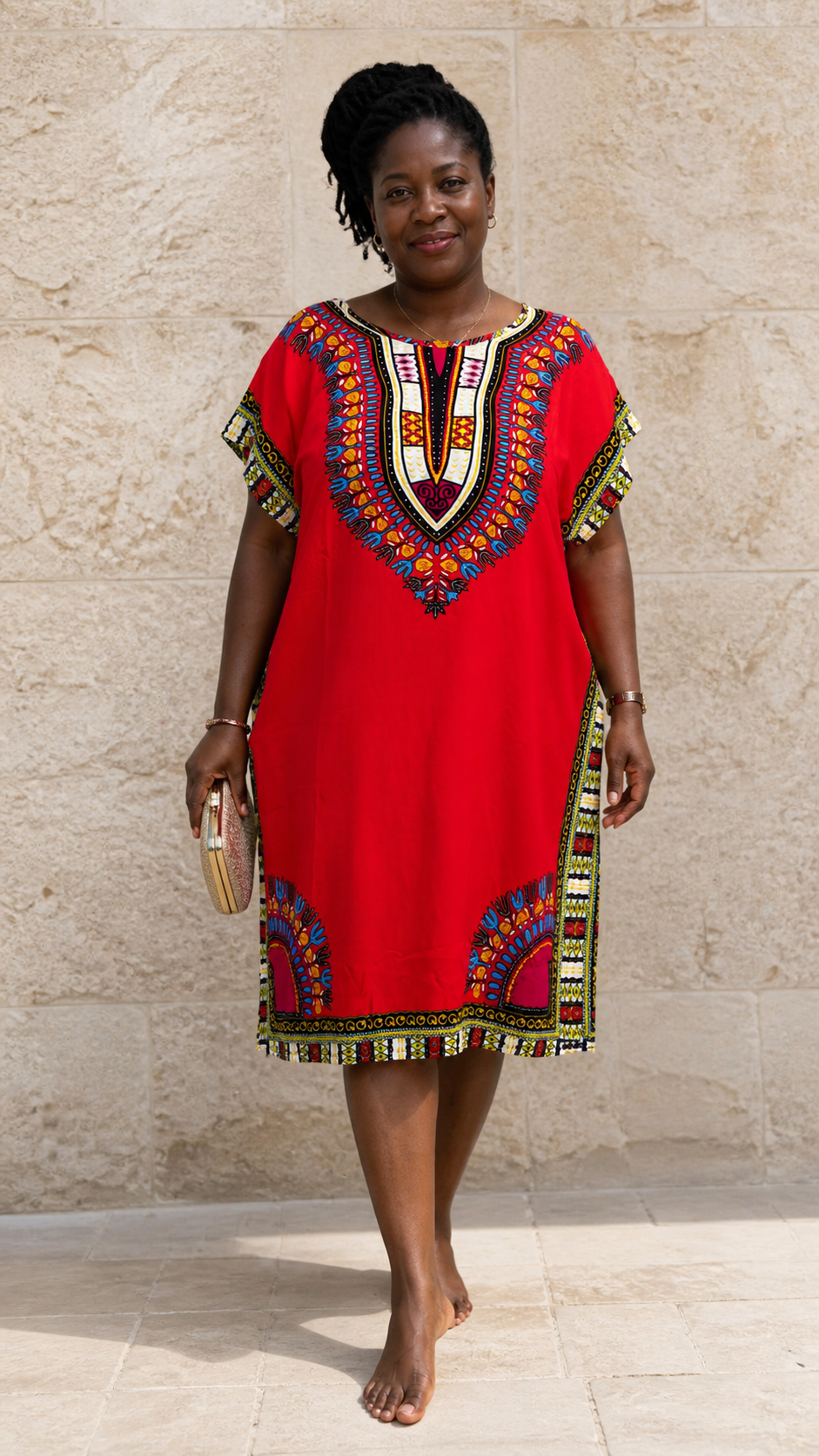Red Dashiki Dress - front