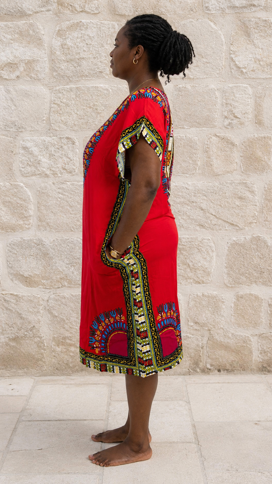 Red Dashiki Dress - side