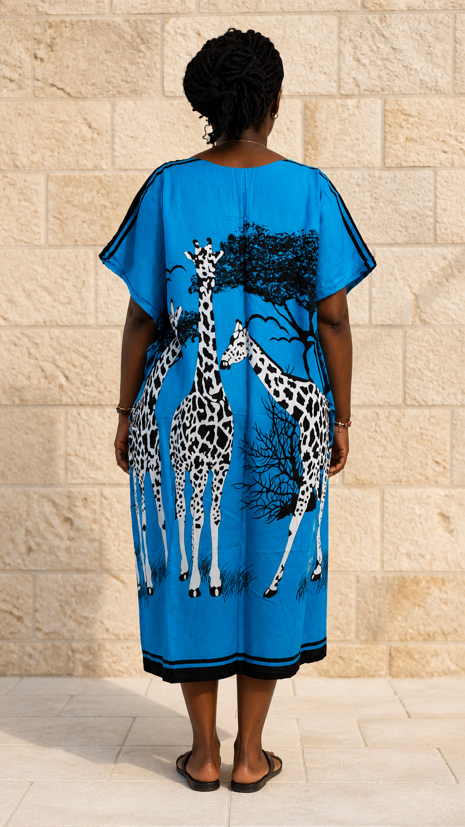 Turquoise Giraffe Print Dress - back