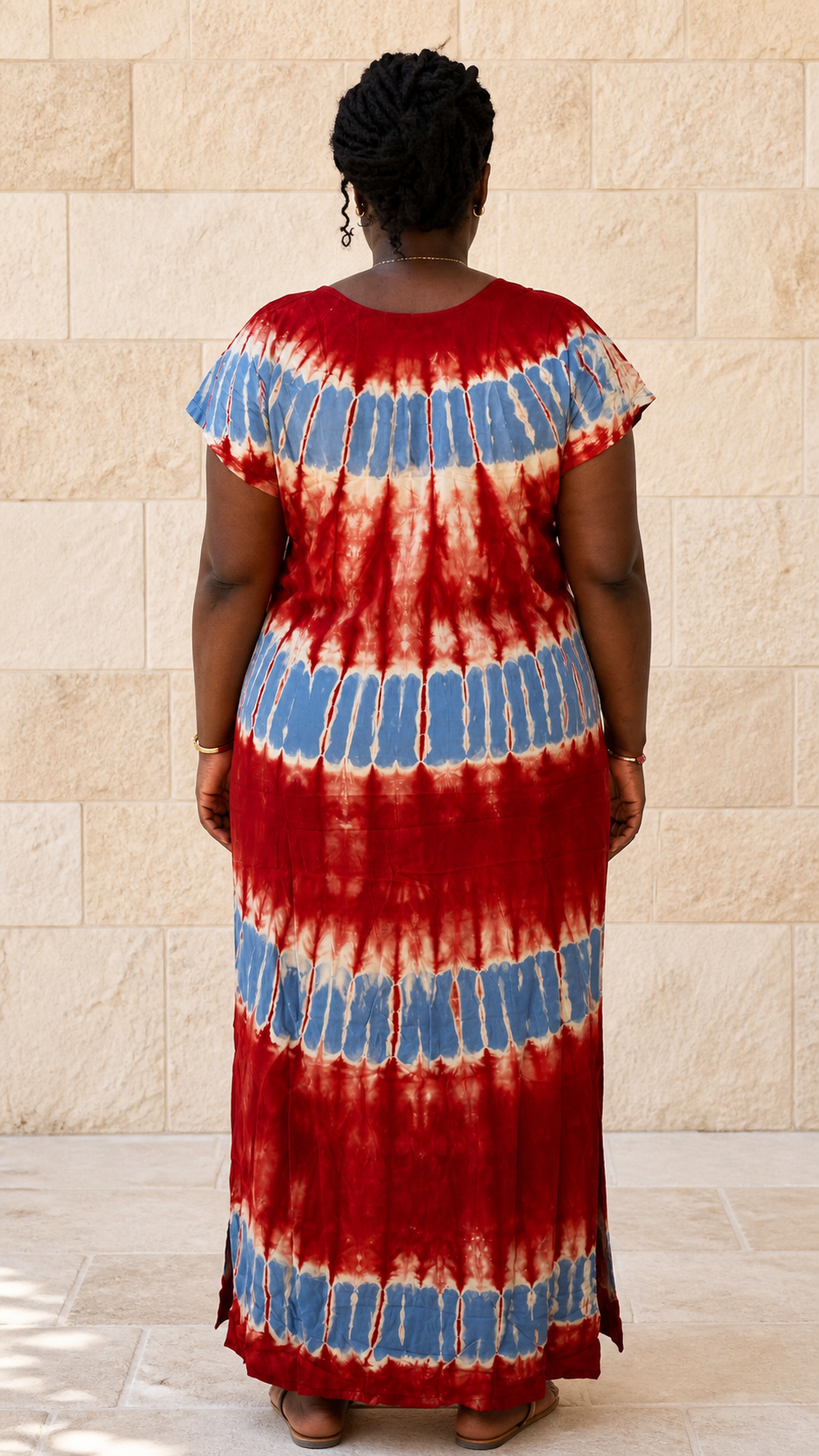 Red Blue Striped Long Dress