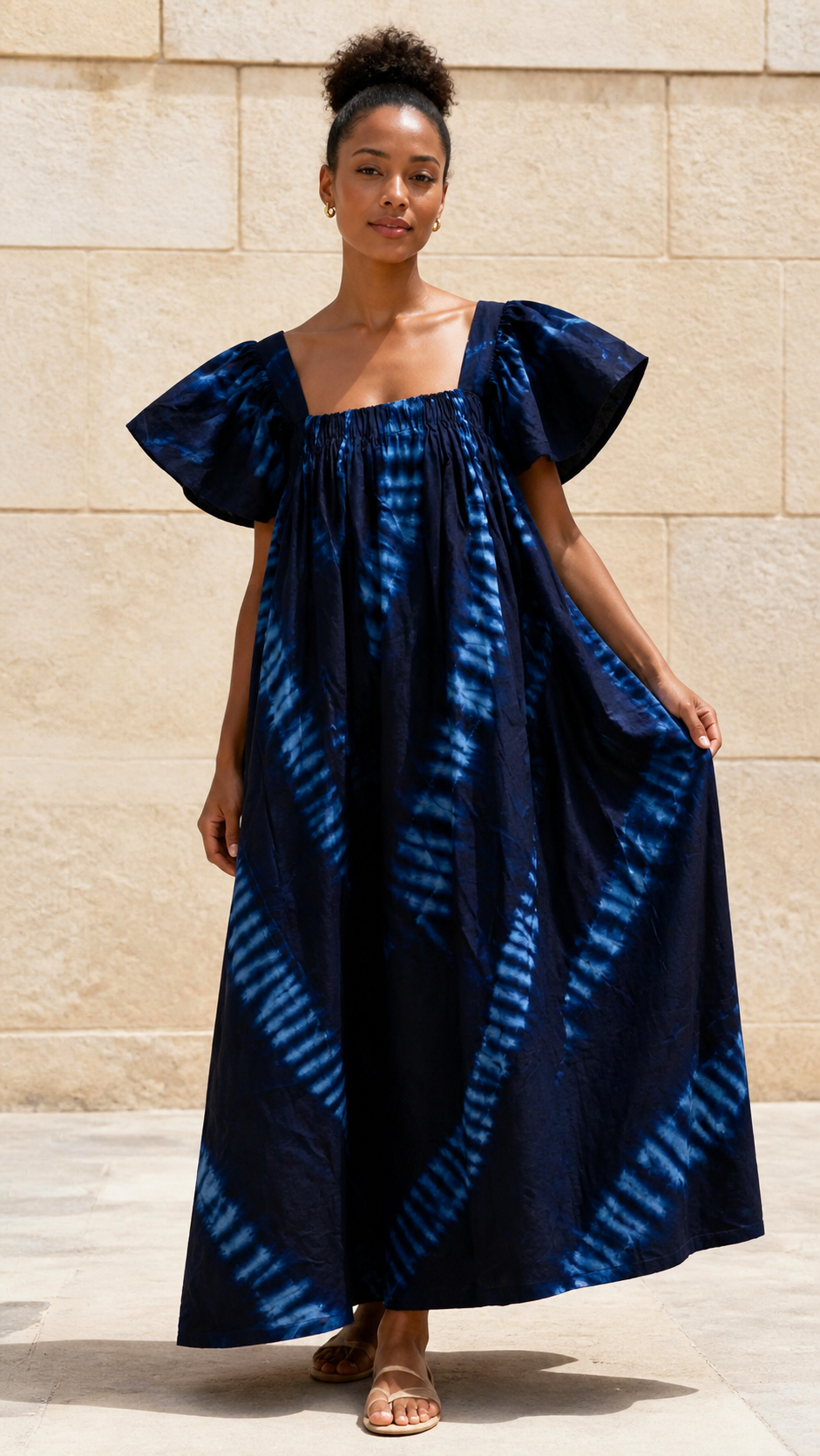 Navy Blue Print Dress