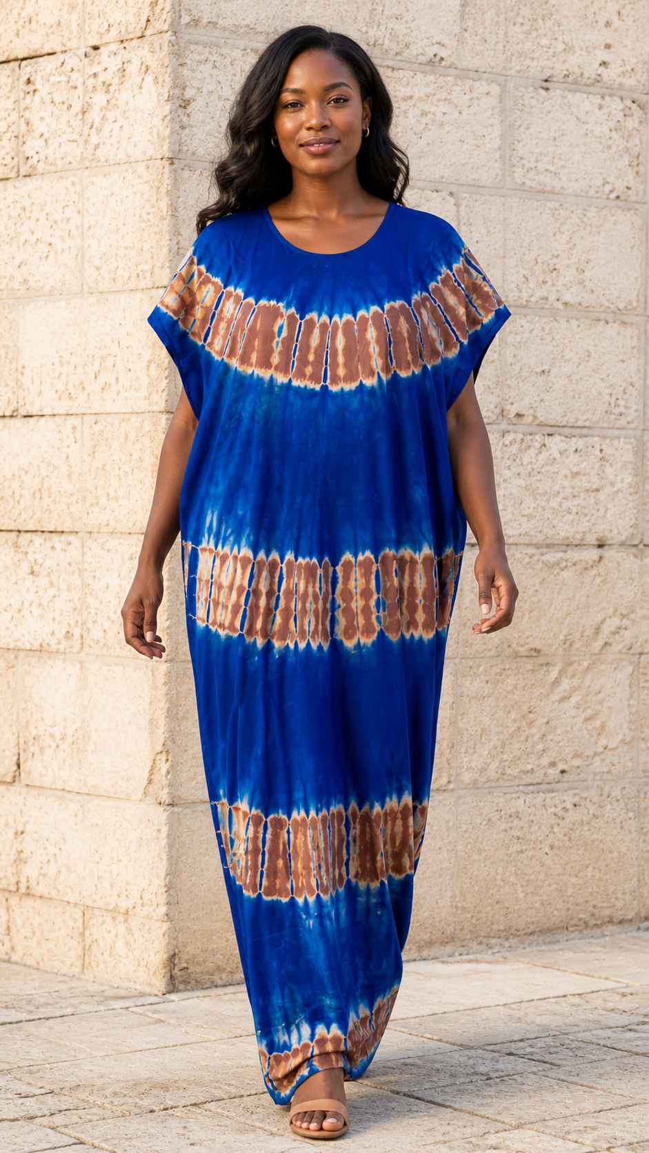 Blue Orange Long Dress - front