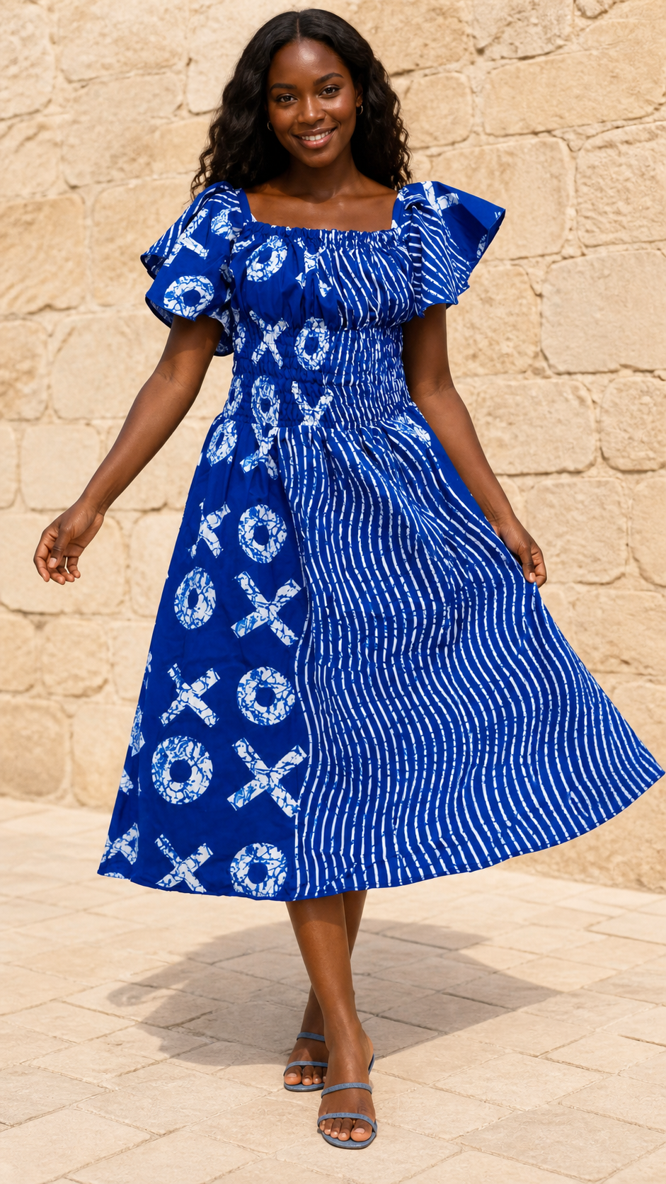 Blue Off Shoulder Dress