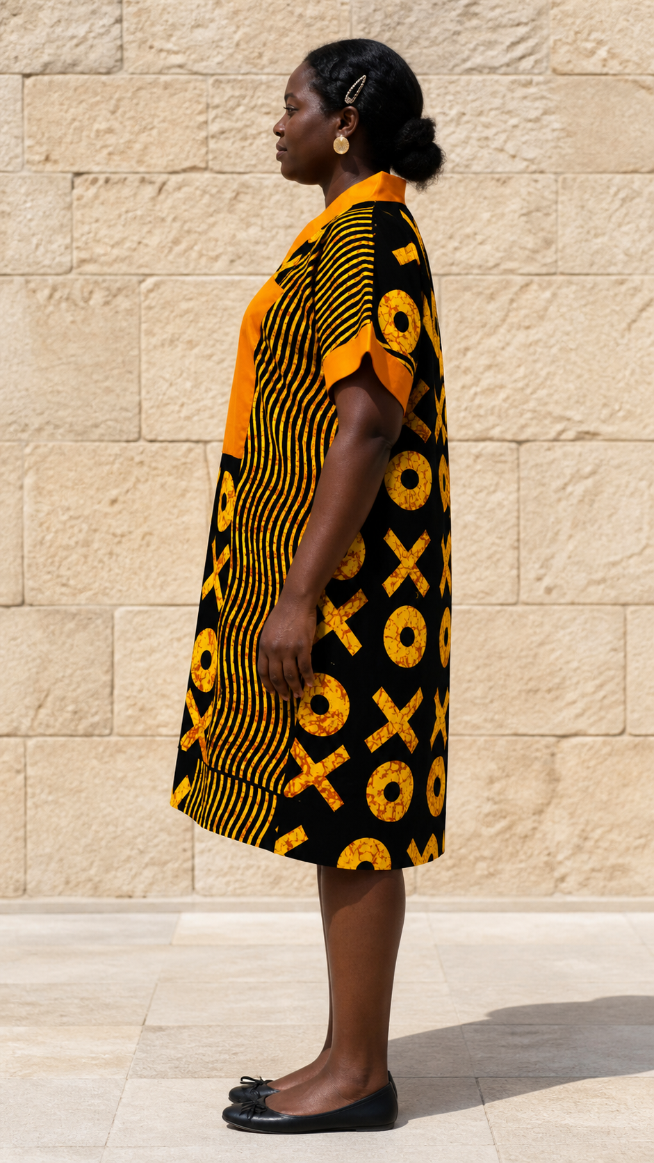 Yellow Black Symbol Print Dress