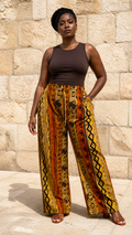 Orange Yellow Print Wide Leg Pants