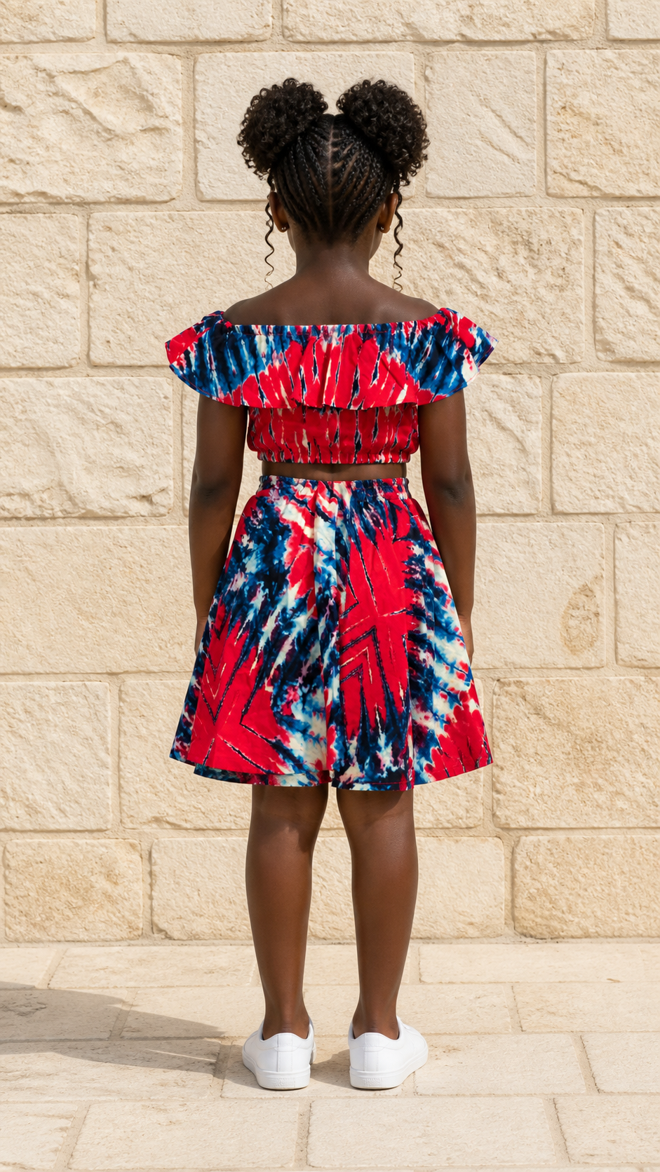 Red Blue Tie Dye Two Piece Set - back