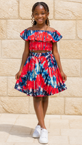 Red Blue Tie Dye Two Piece Set - front