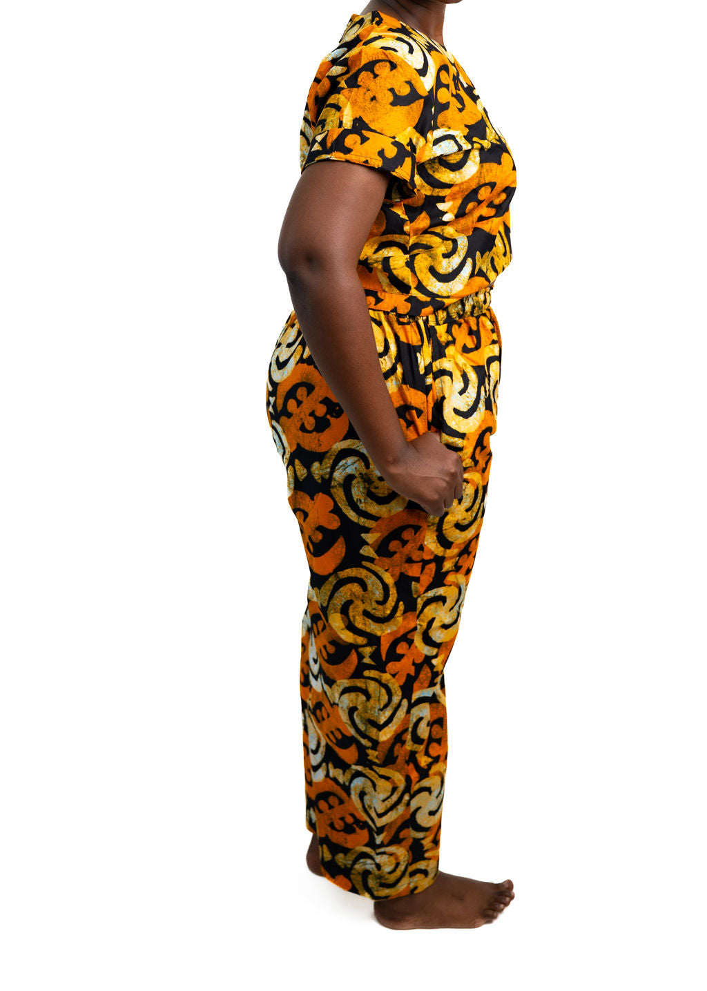 Orange Black Print Womens Pants Set — product view 04