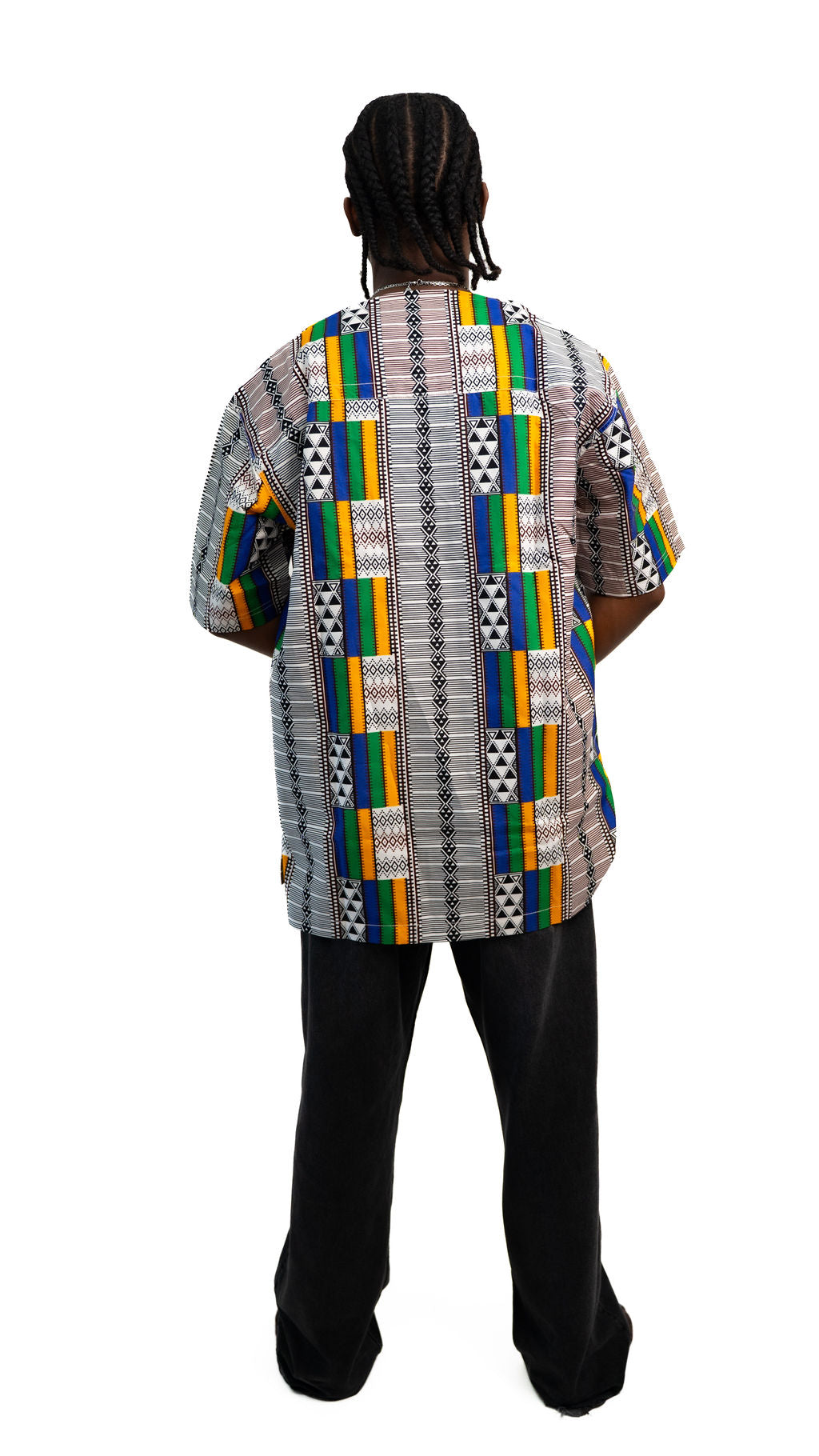 Multicolor Kente Print Mens Shirt — product view 03