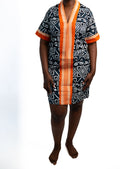 Black Orange Print Womens Dress — main view 01