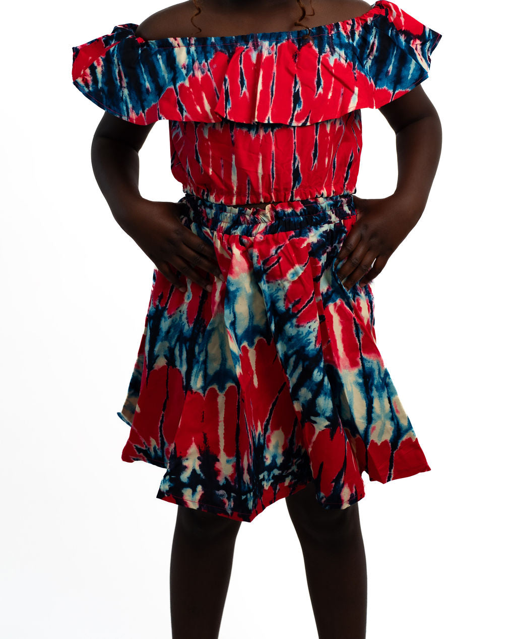 Red Blue Off Shoulder Dress — product view 04