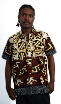 Brown Black Print Mens Shirt — main view 01