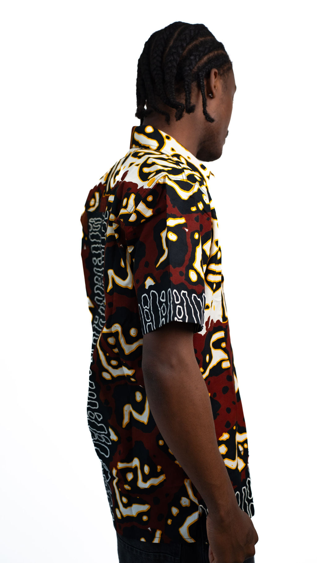 Brown Black Print Mens Shirt — alternate view 02