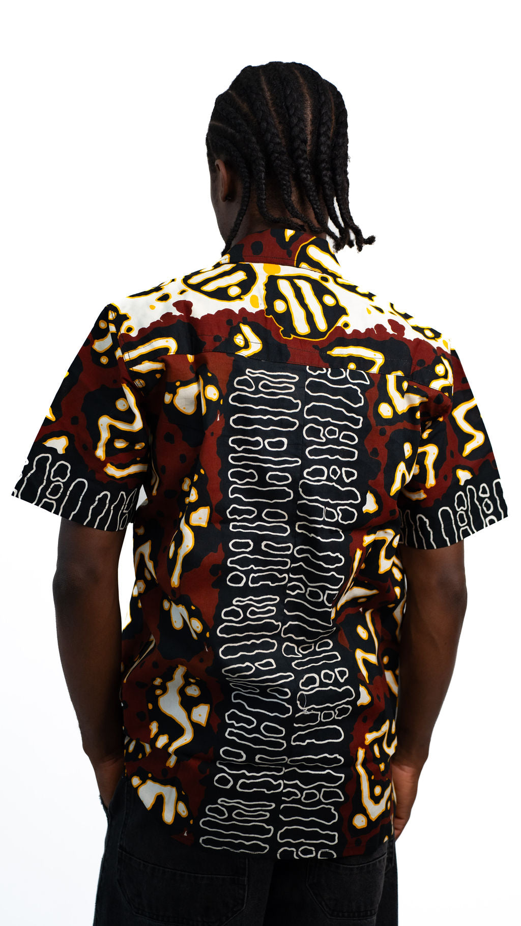 Brown Black Print Mens Shirt — product view 03