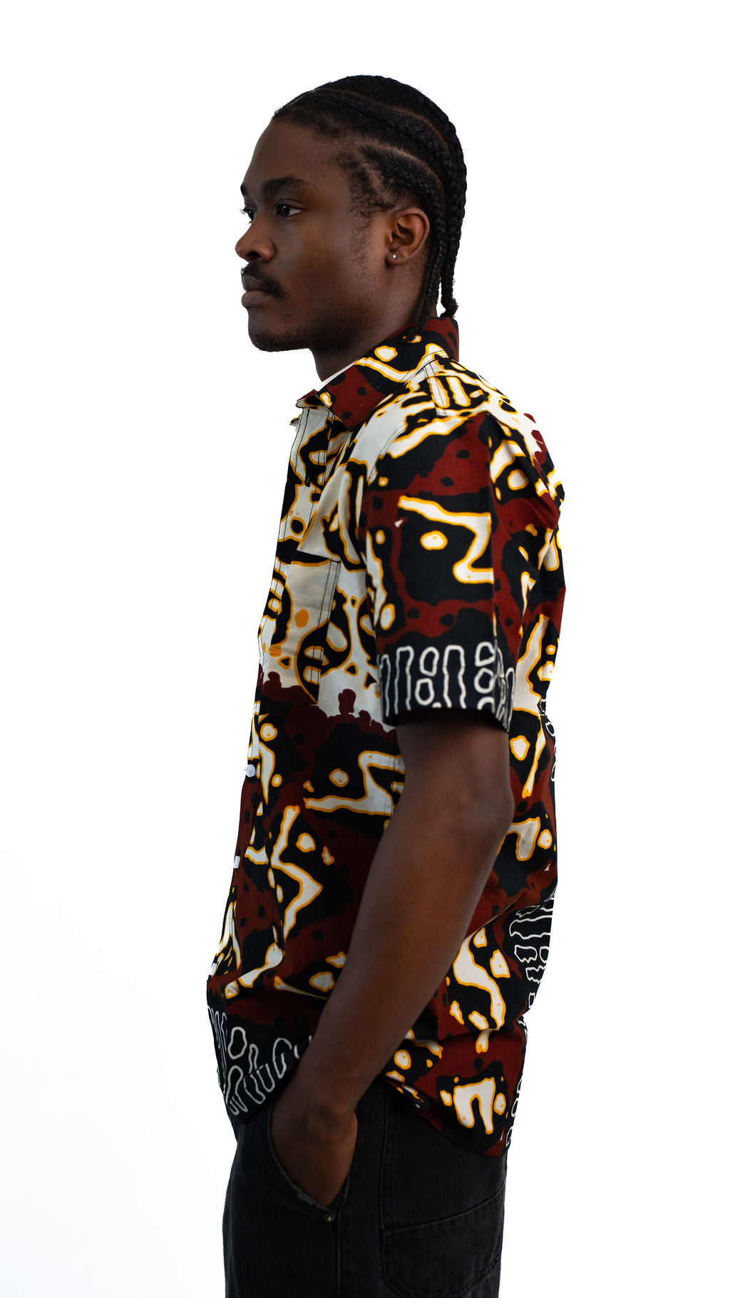 Brown Black Print Mens Shirt — product view 04