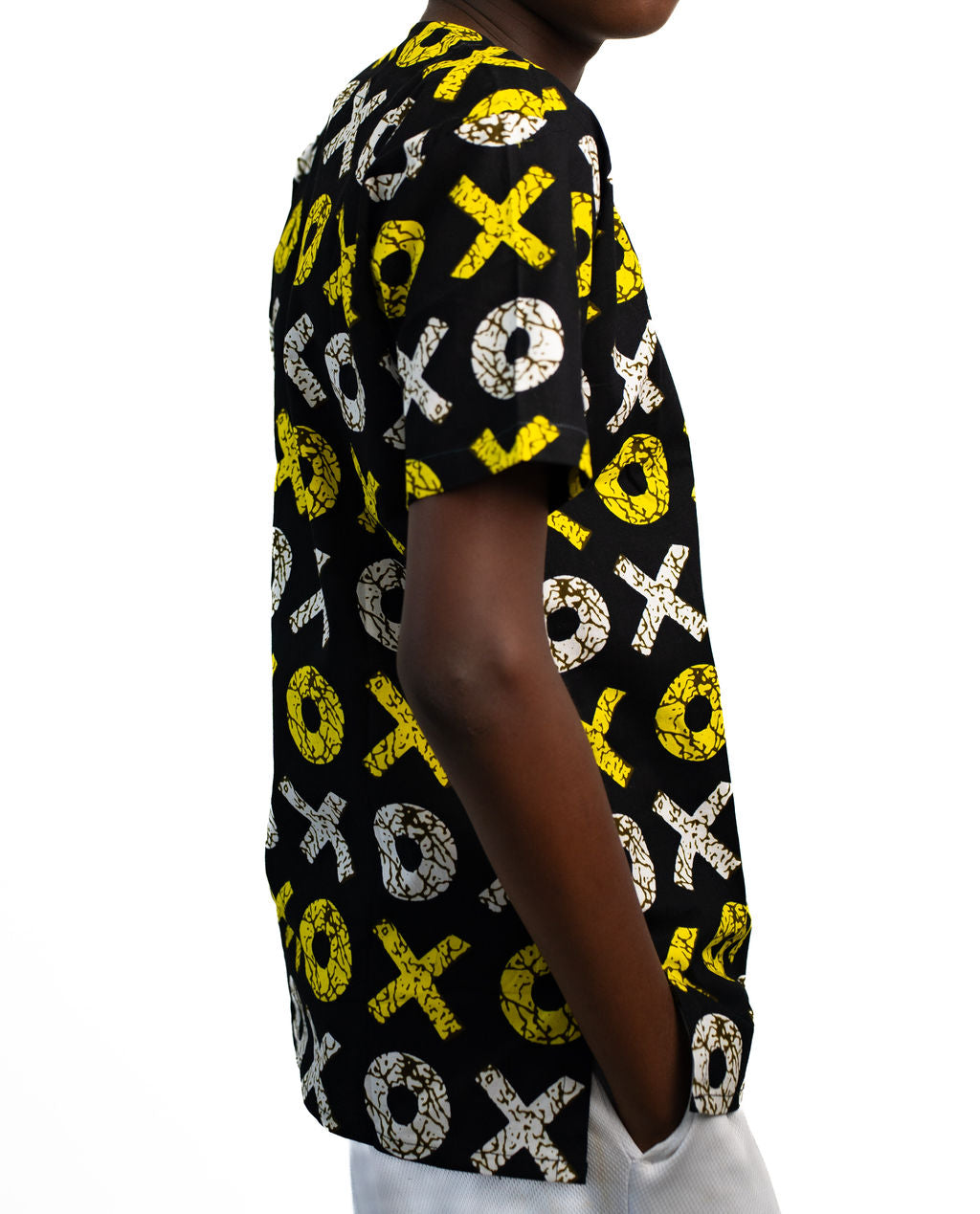 Black Yellow Symbol Print Mens Shirt — alternate view 02