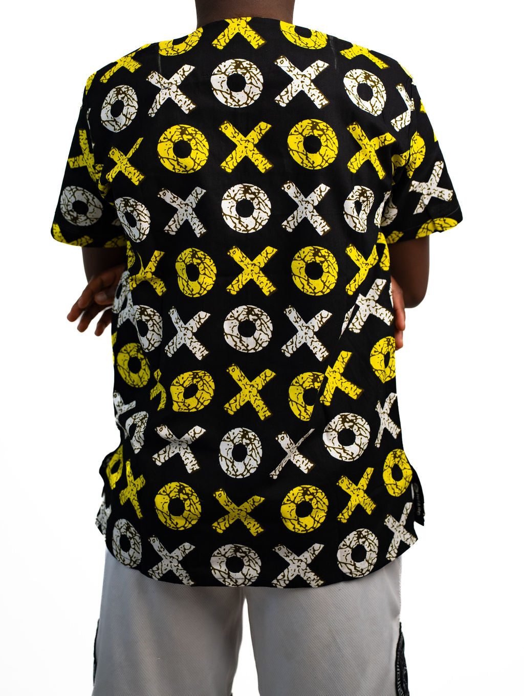 Black Yellow Symbol Print Mens Shirt — product view 03