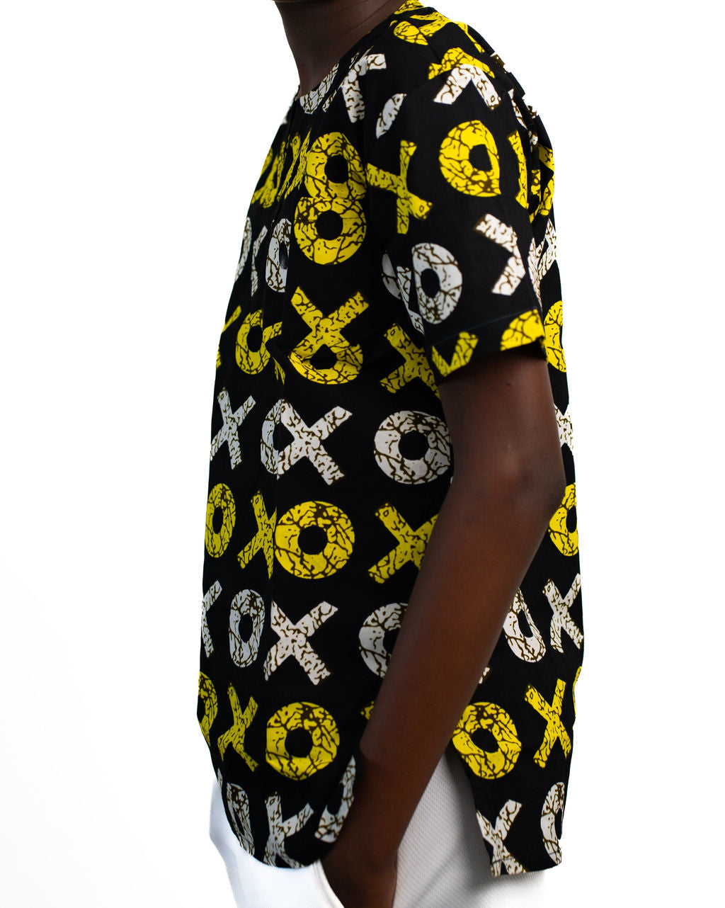 Black Yellow Symbol Print Mens Shirt — product view 04