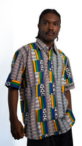 Multicolor Kente Print Mens Shirt Cropped — main view 01