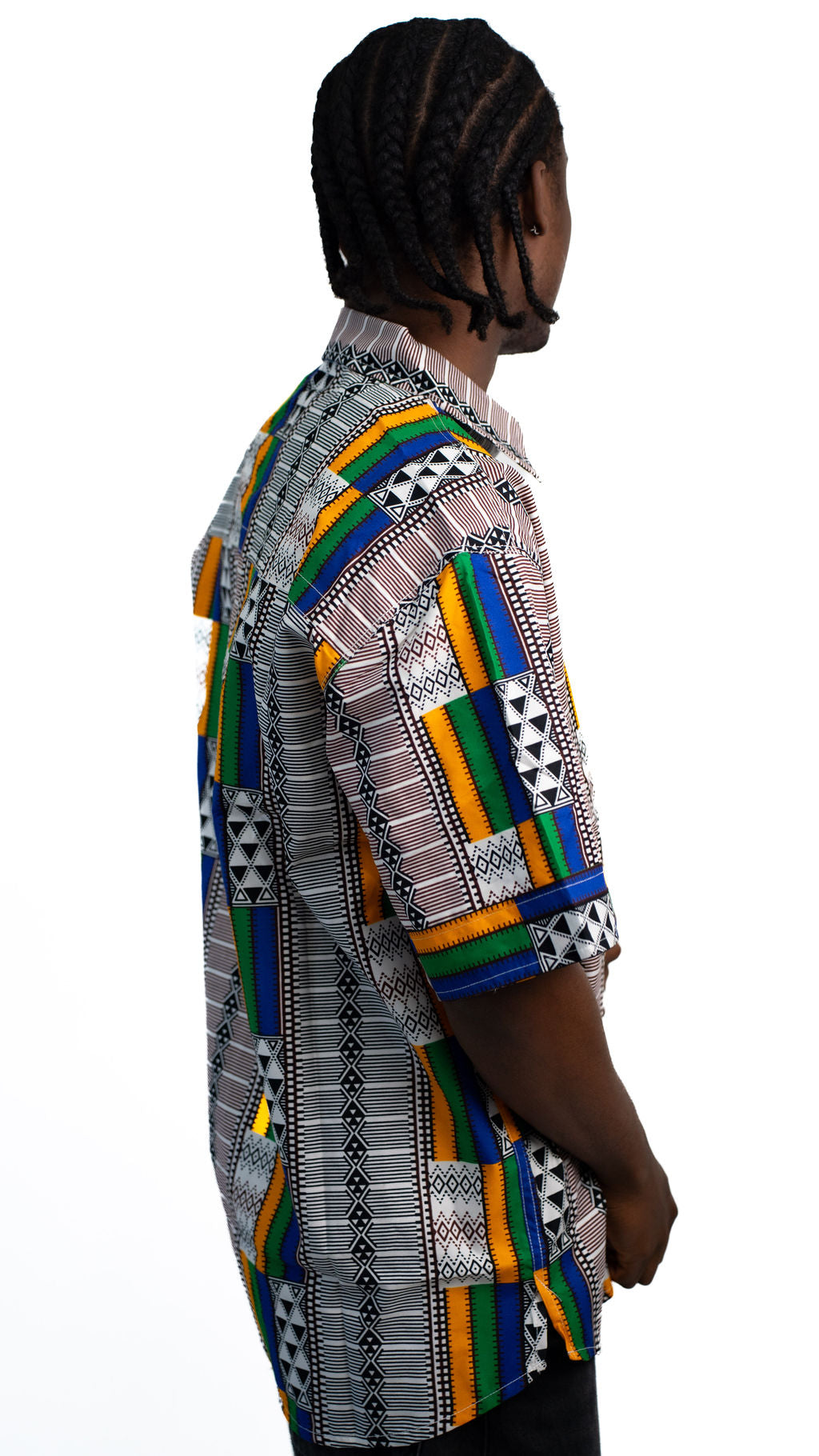 Multicolor Kente Print Mens Shirt Cropped — alternate view 02
