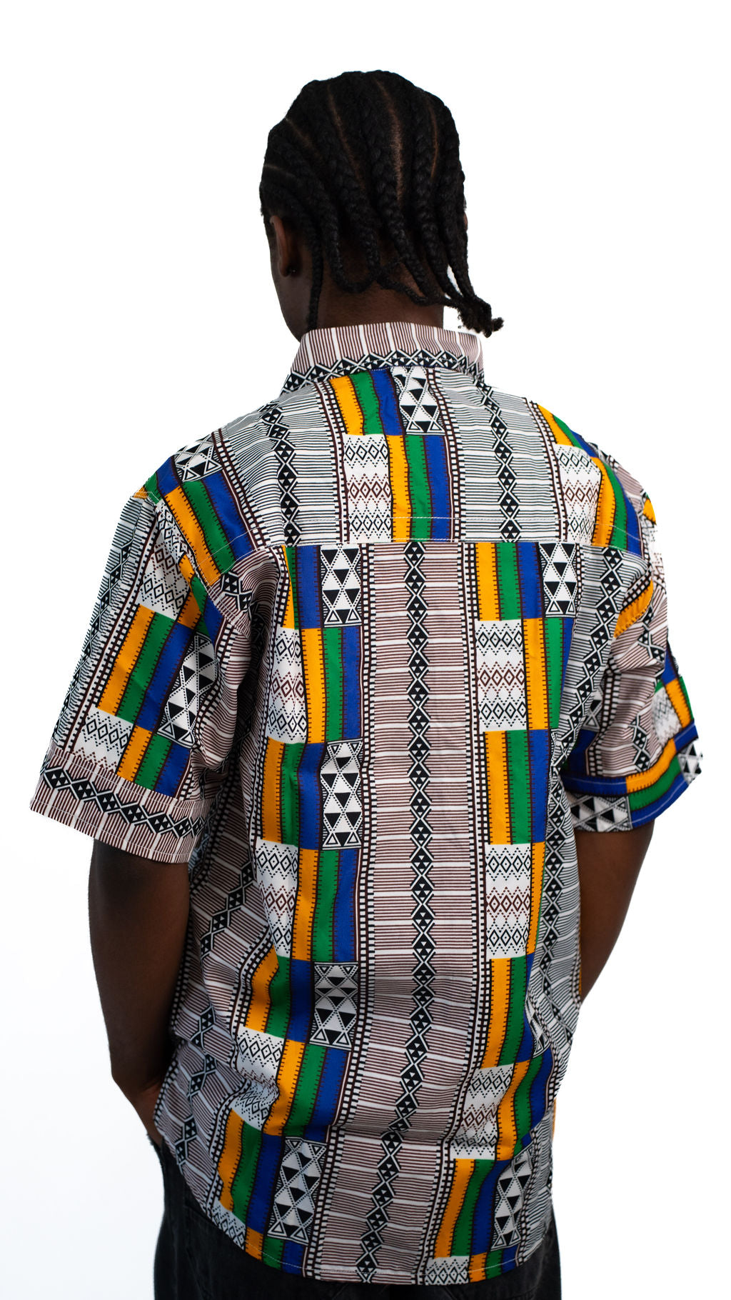 Multicolor Kente Print Mens Shirt Cropped — product view 03