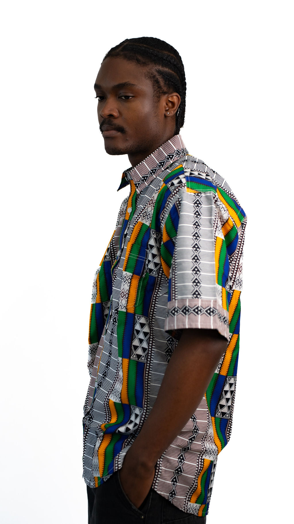 Multicolor Kente Print Mens Shirt Cropped — product view 04