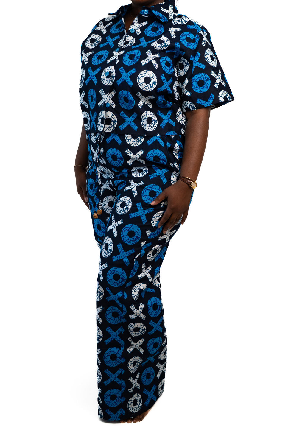 Blue Symbol Print Womens Pants Set — product view 04