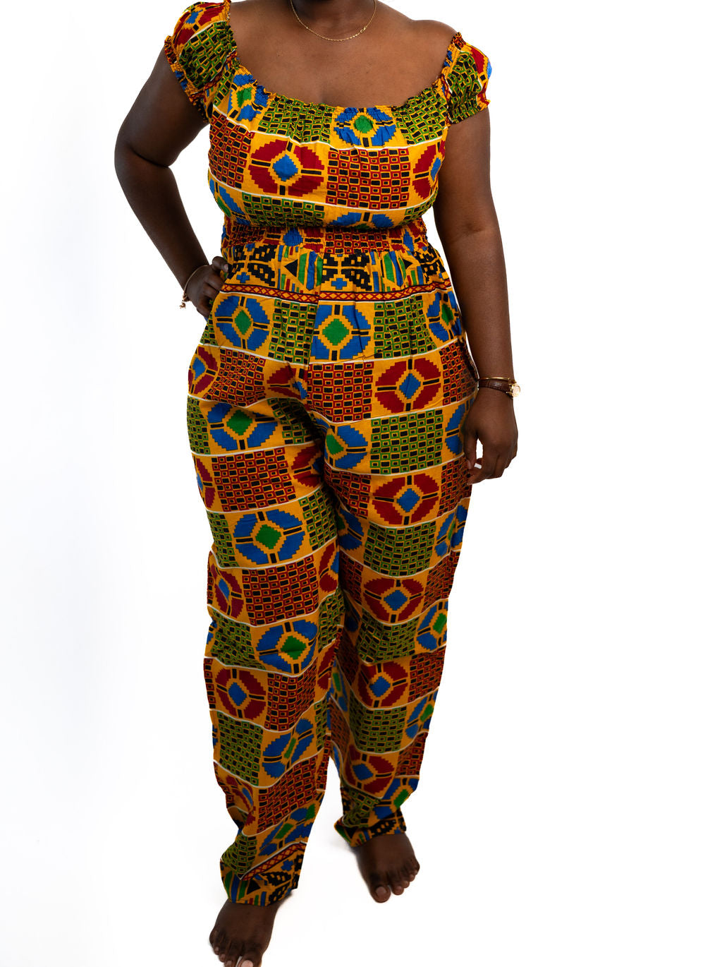 Multicolor African Print Jumpsuit — main view 01