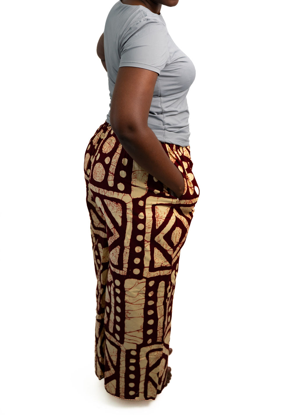 Brown Black Print Wide Leg Pants Styled — alternate view 02