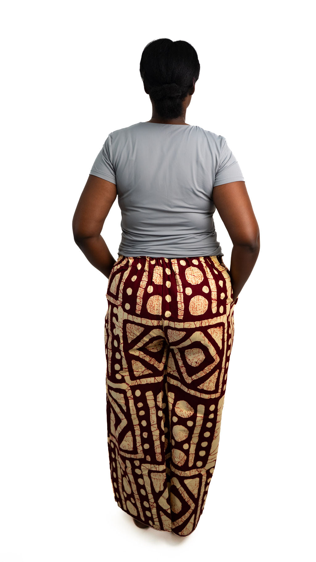 Brown Black Print Wide Leg Pants Styled — product view 03