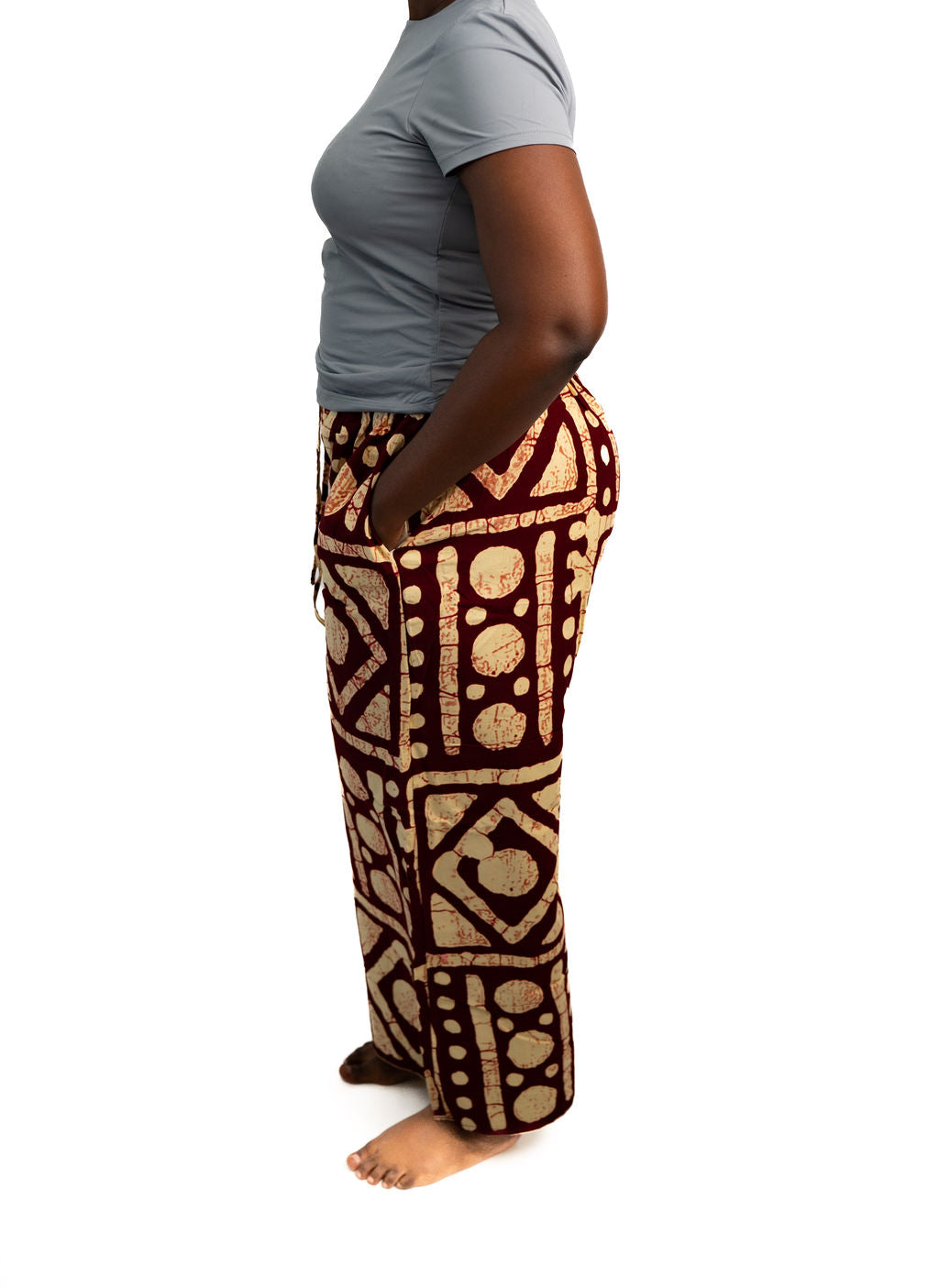 Brown Black Print Wide Leg Pants Styled — product view 04